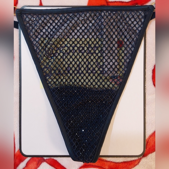 💎 XXL 2pc VS Very Sexy Ziggy Glam Shine Fishnet Bralette & V-String Set 💎 - Picture 6 of 16